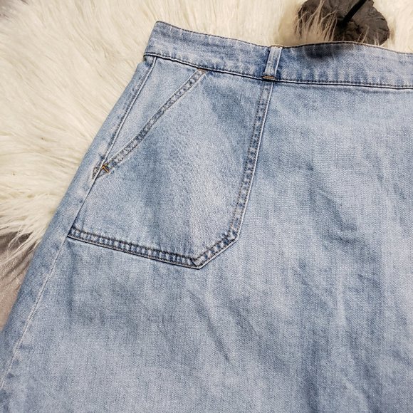GAP light wash denim skirt A-line 4 pockets jeans - Picture 7 of 8